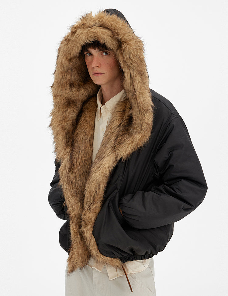 MADWITCH FAUX FUR COLLAR PUFFER JACKET #BM334