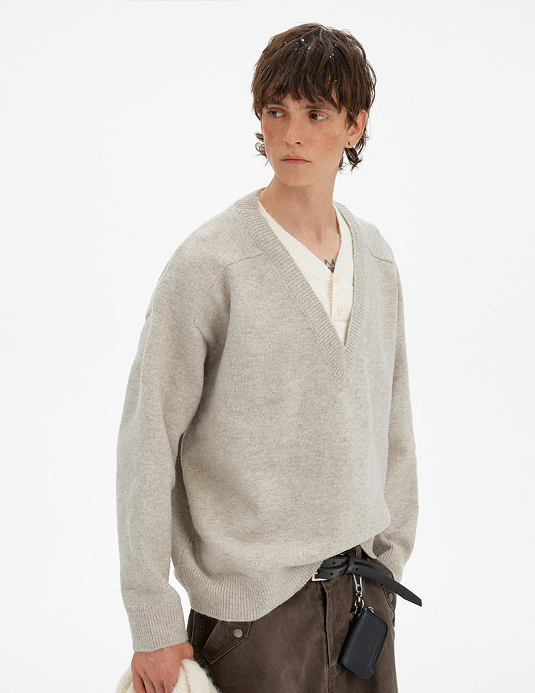 MADWITCH RETRO LAYERED V-NECK SWEATER #68930