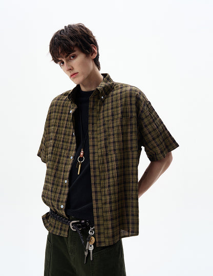MADWITCH SEERSUCKER SHORT SLEEVE SHIRT #CR252