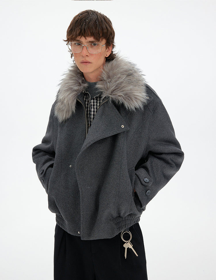 MADWITCH DECONSTRUCTED FUR COLLAR PARKA #990922