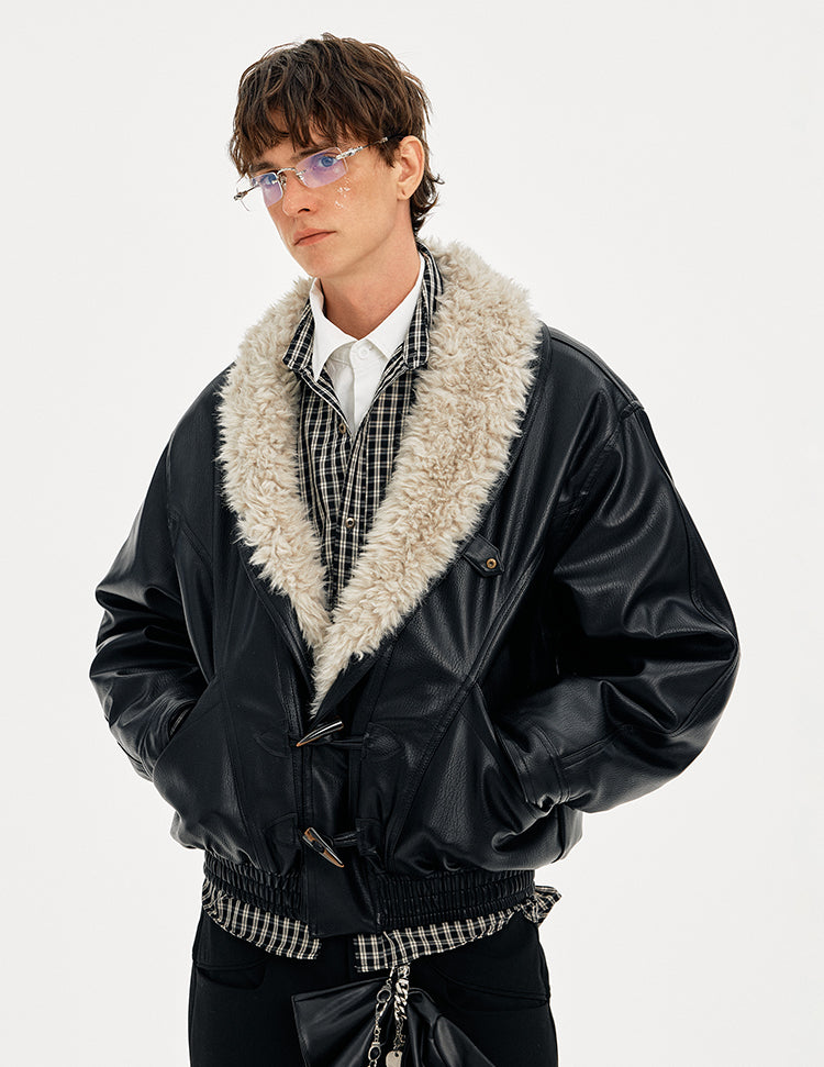 MADWITCH HORN BUTTON LEATHER QUILTED JACKET #AW25507