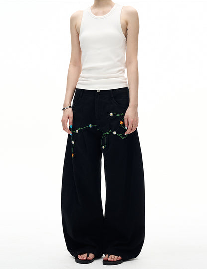 MADWITCH FLORAL PATCH CARGO PANTS #E5807