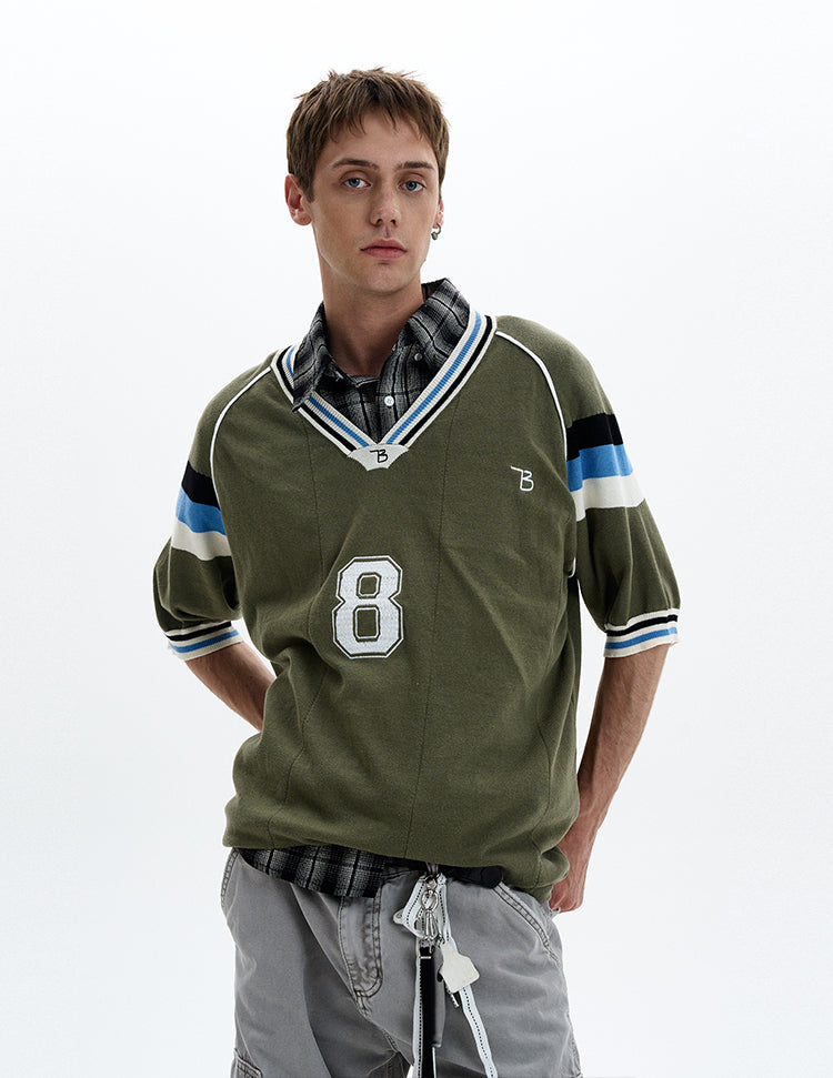 MADWITCH V-NECK KNIT TEE #TA551