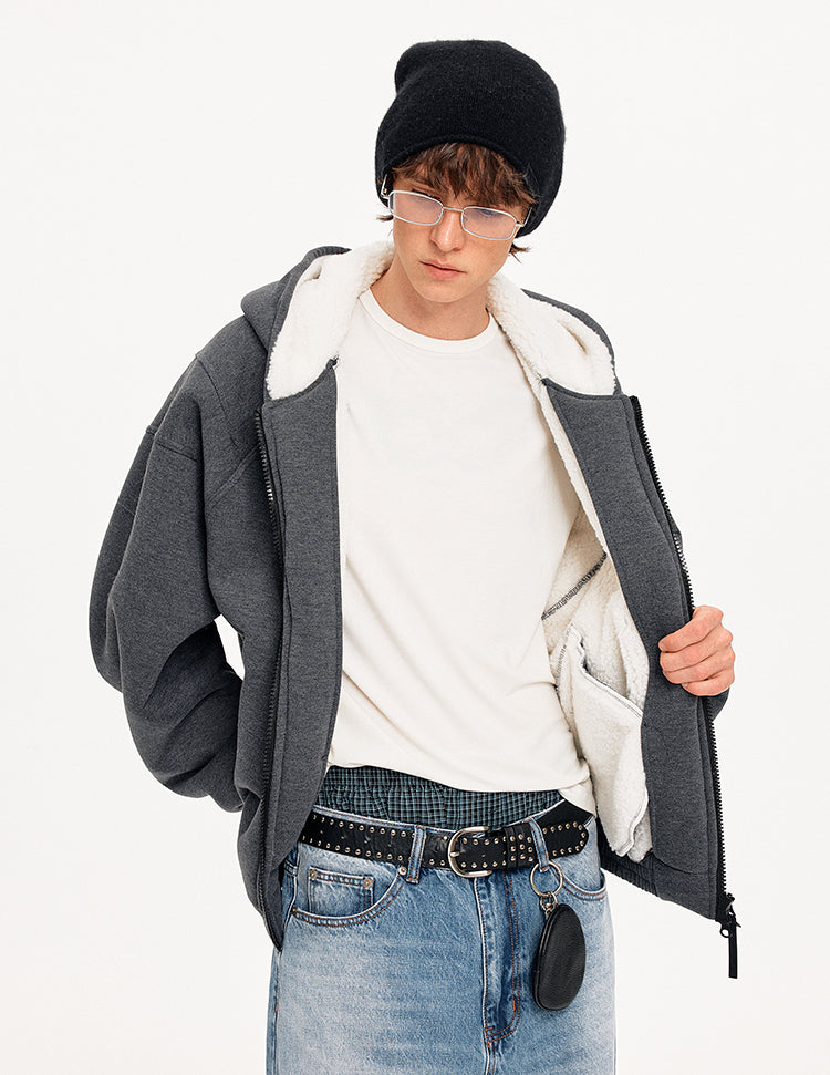 MADWITCH DECONSTRUCTED HOODED FLEECE JACKET #DW1631