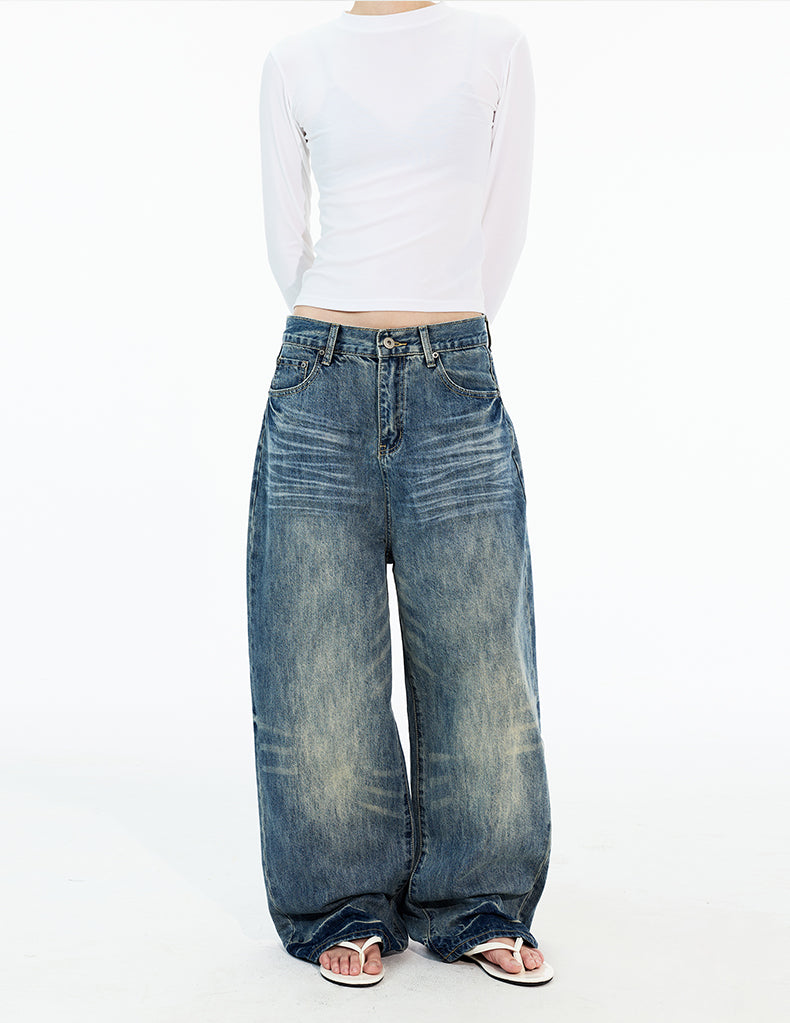 MADWITCH WHISKER WASH WIDE JEANS #6105