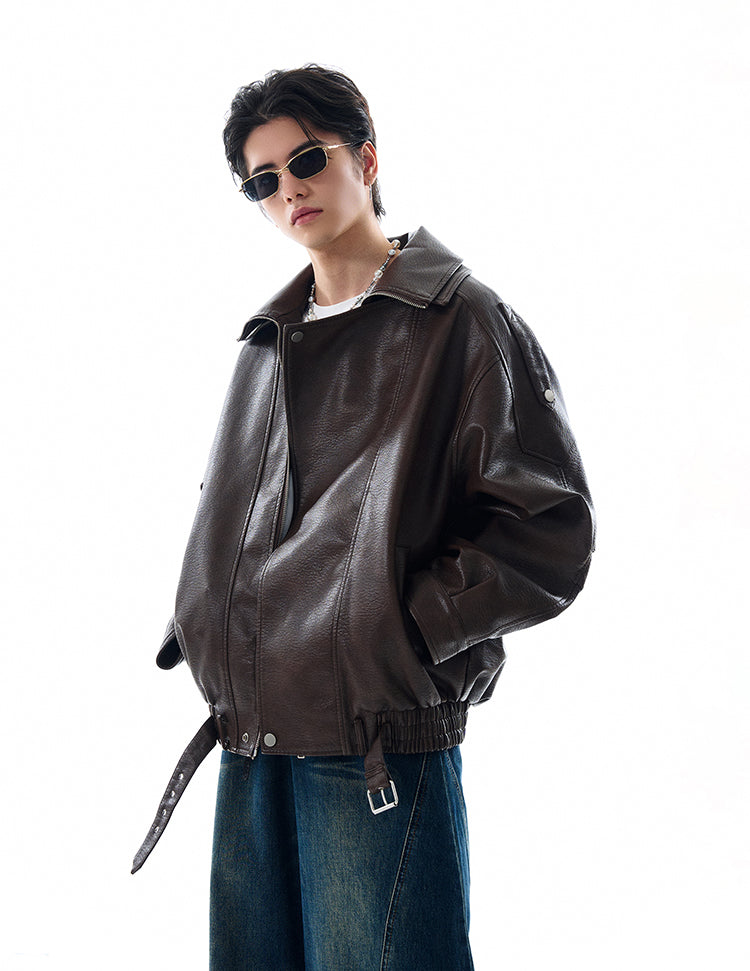 MADWITCH BIKER-STYLE LEATHER JACKET #NR4020