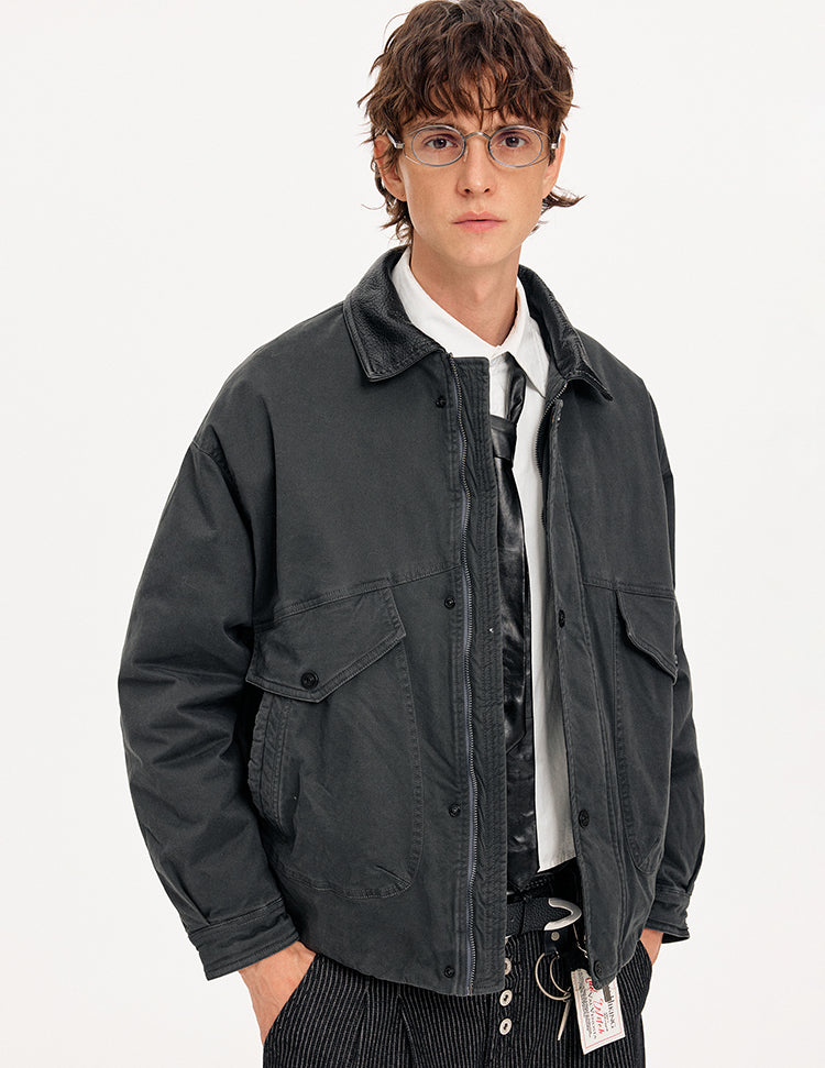 MADWITCH BARN STYLE LEATHER COLLAR JACKET #25550