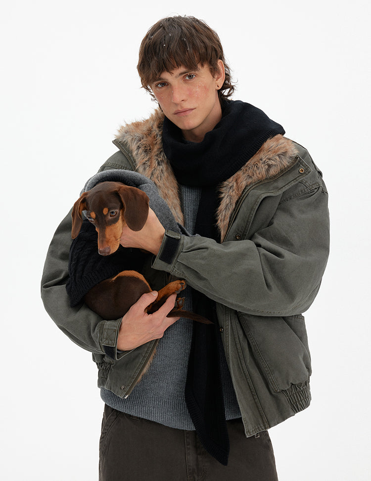MADWITCH DETACHABLE FUR COLLAR WORK PARKA #990998