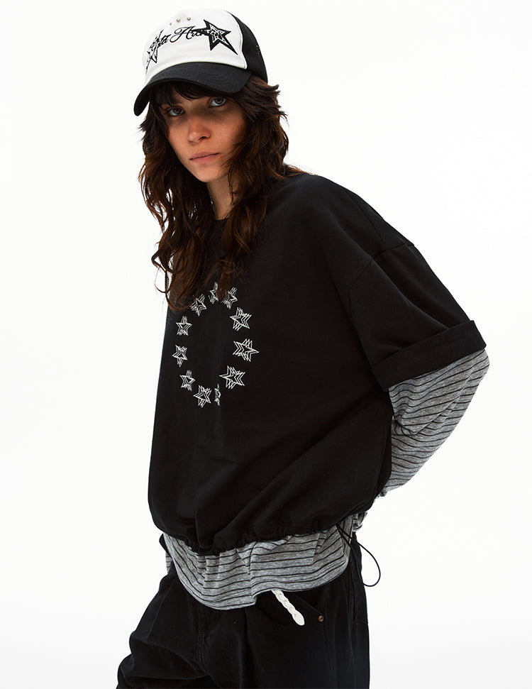 MADWITCH PATCHWORK FAUX LAYER TEE #T633