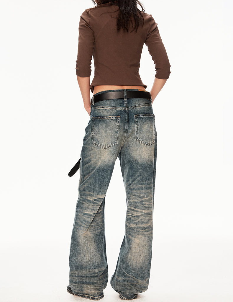 MADWIT DISTRESSED STRAIGHT JEANS #FX082