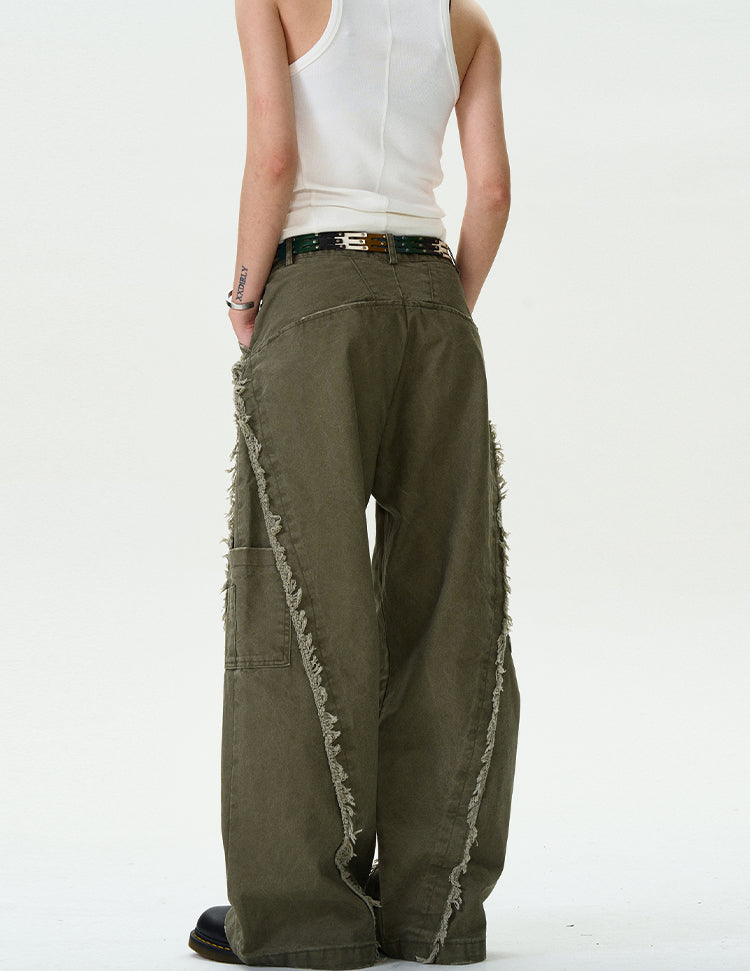 MADWITCH TASSELED CUT-OFF WORK PANTS #CK6612