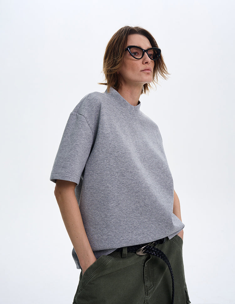 MADWITCH MINIMALIST SMALL COLLAR T-SHIRT #241316