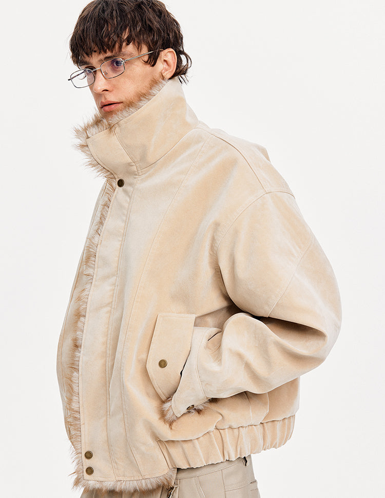 MADWITCH SUEDE STAND COLLAR QUILTED JACKET #AW25172