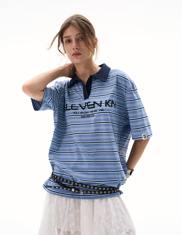 MADWITCH STRIPED POLO T-SHIRT #TH78