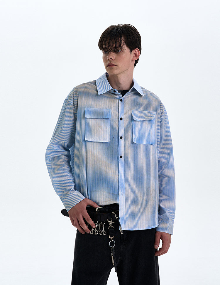 MADWITCH DIRTYFIT STRIPED BUTTON-UP SHIRT #L832