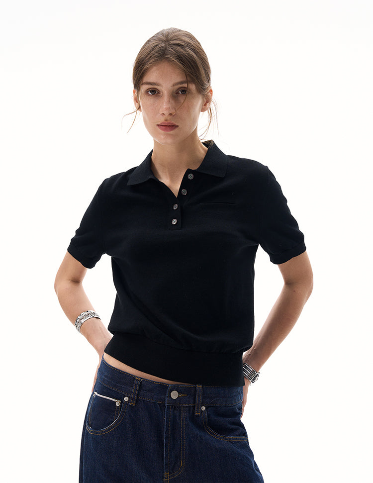 MADWITCH POLO COLLAR KNIT T-SHIRT #L99710