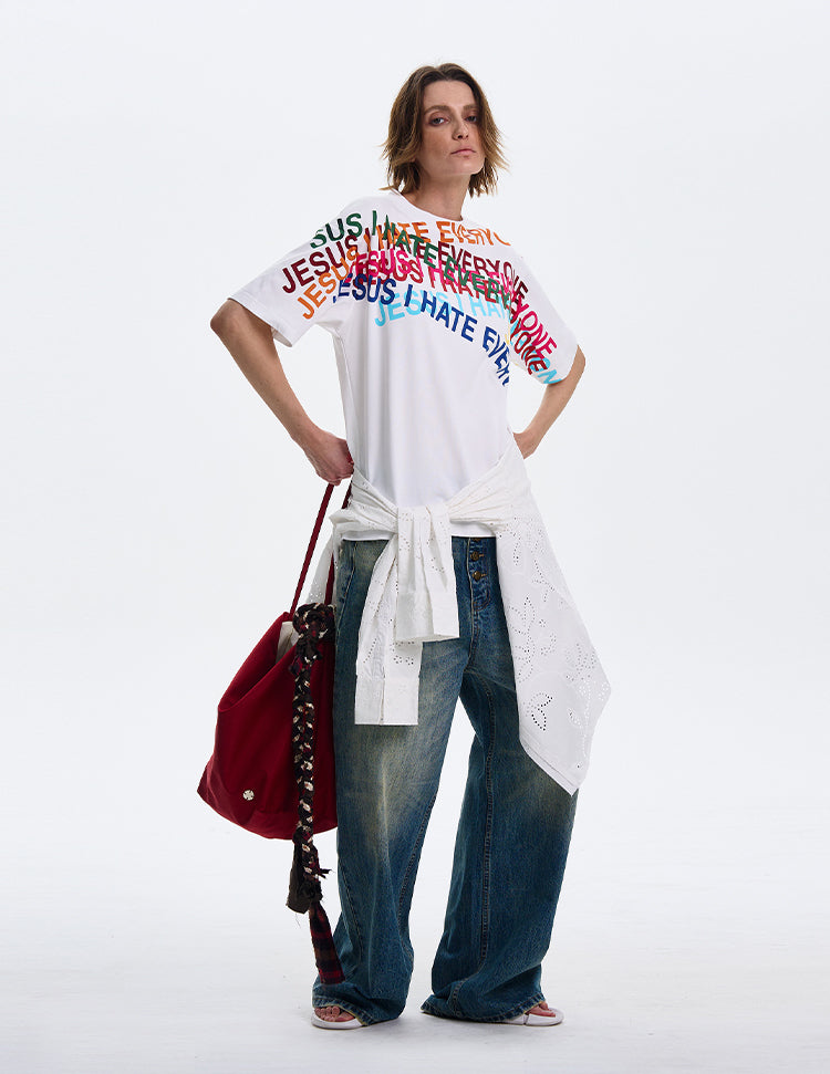MADWITCH ORIGINAL LETTER PRINT T-SHIRT #MD4113