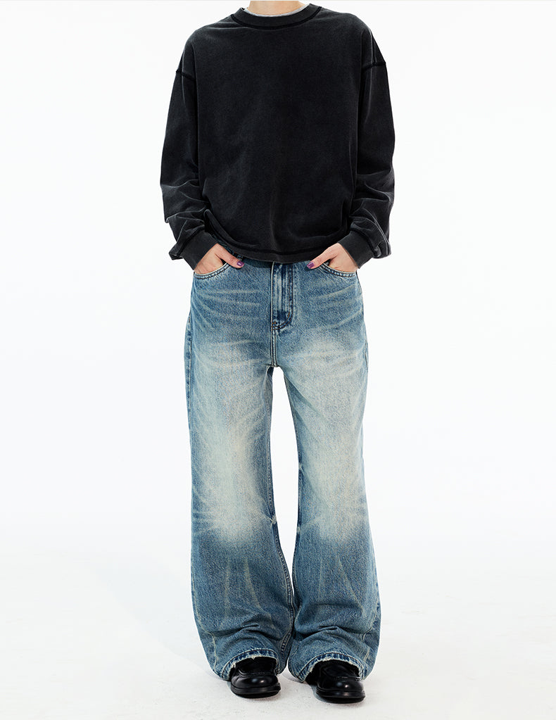 MADWITCH FADED WASH STRAIGHT LEG JEANS #GPC9758