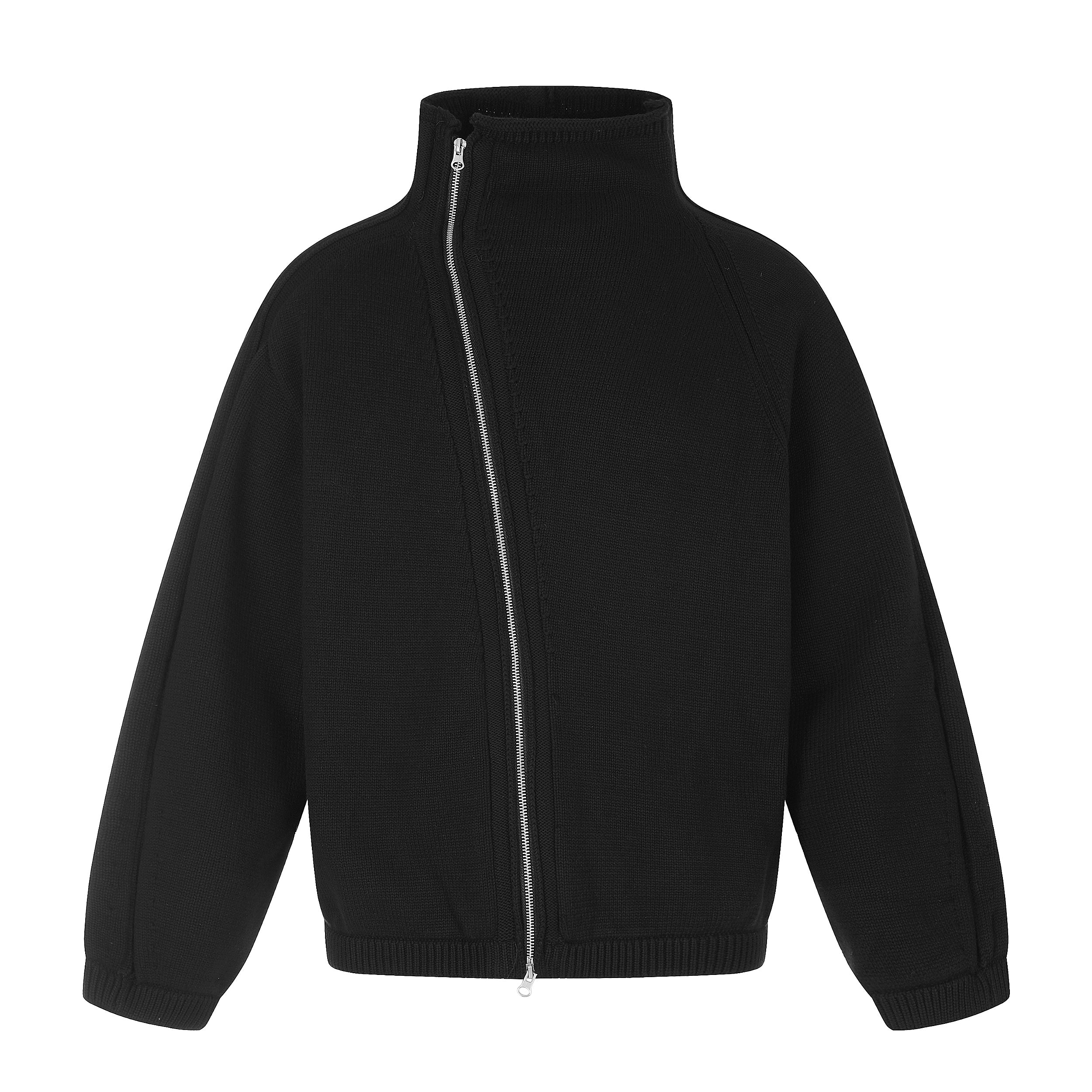 MADWITCH ASYMMETRIC-ZIP CROPPED KNIT CARDIGAN #GPMYC023