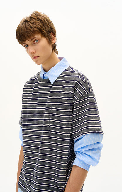 MADWITCH UNISEX FAKE TWO-PIECE LONG SLEEVE TOP #T009