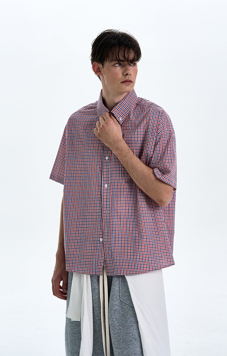 MADWITCH CHECKERED SHORT SLEEVE SHIRT #CR217