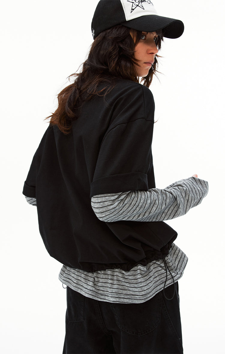 MADWITCH PATCHWORK FAUX LAYER TEE #T633