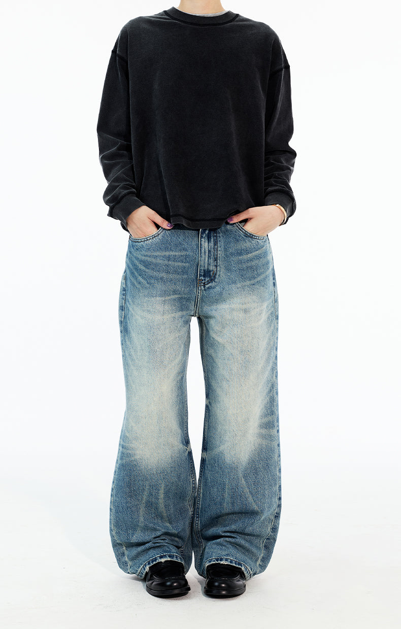 MADWITCH FADED WASH STRAIGHT LEG JEANS #GPC9758