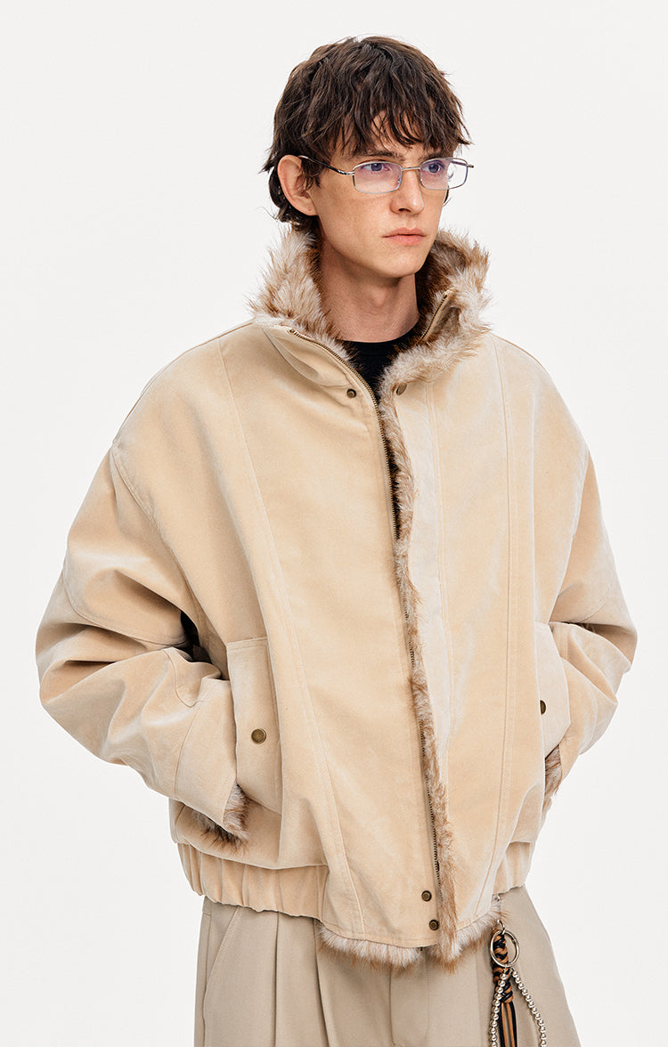 MADWITCH SUEDE STAND COLLAR QUILTED JACKET #AW25172