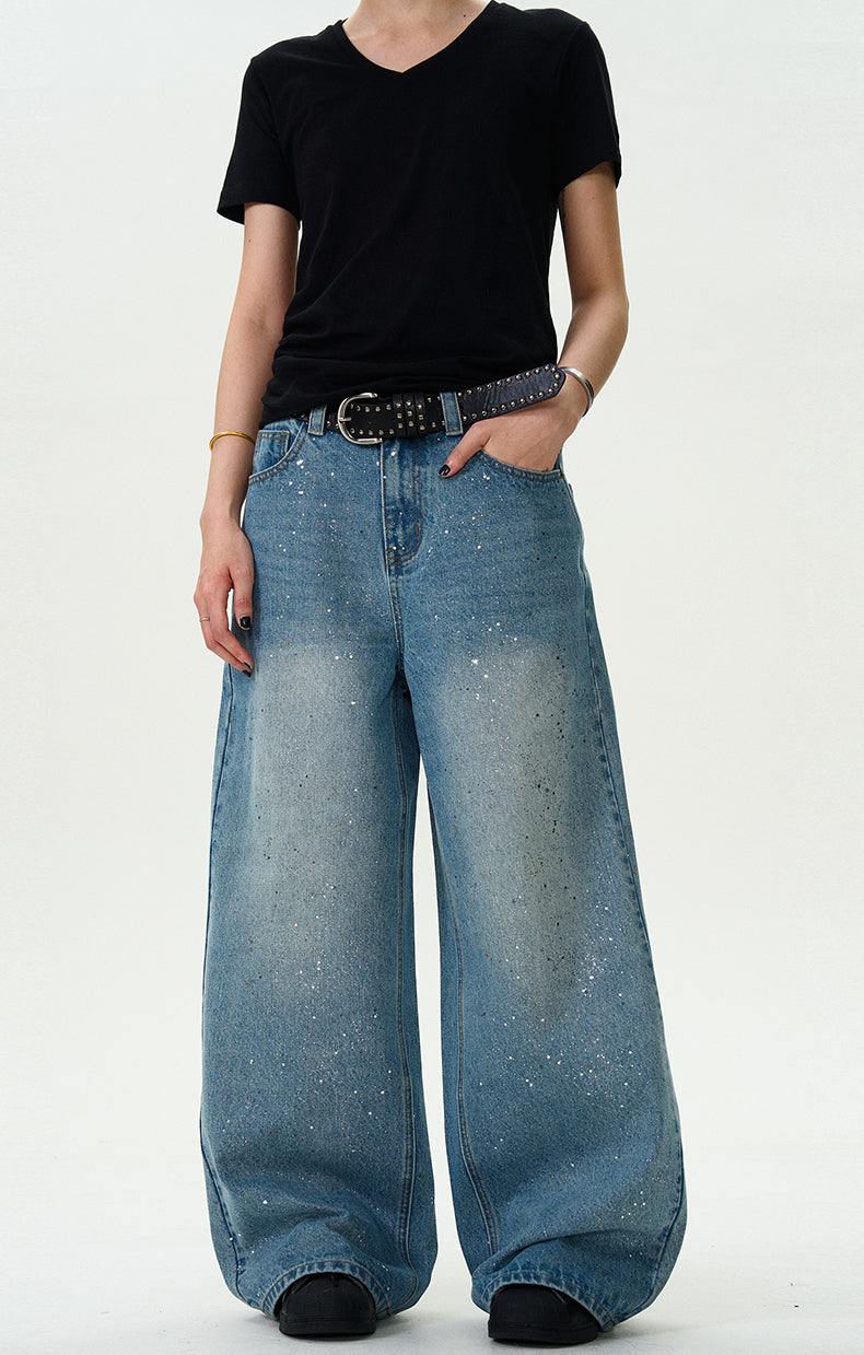 MADWITCH STAR PRINT WASHED DENIM JEANS #WHOA083
