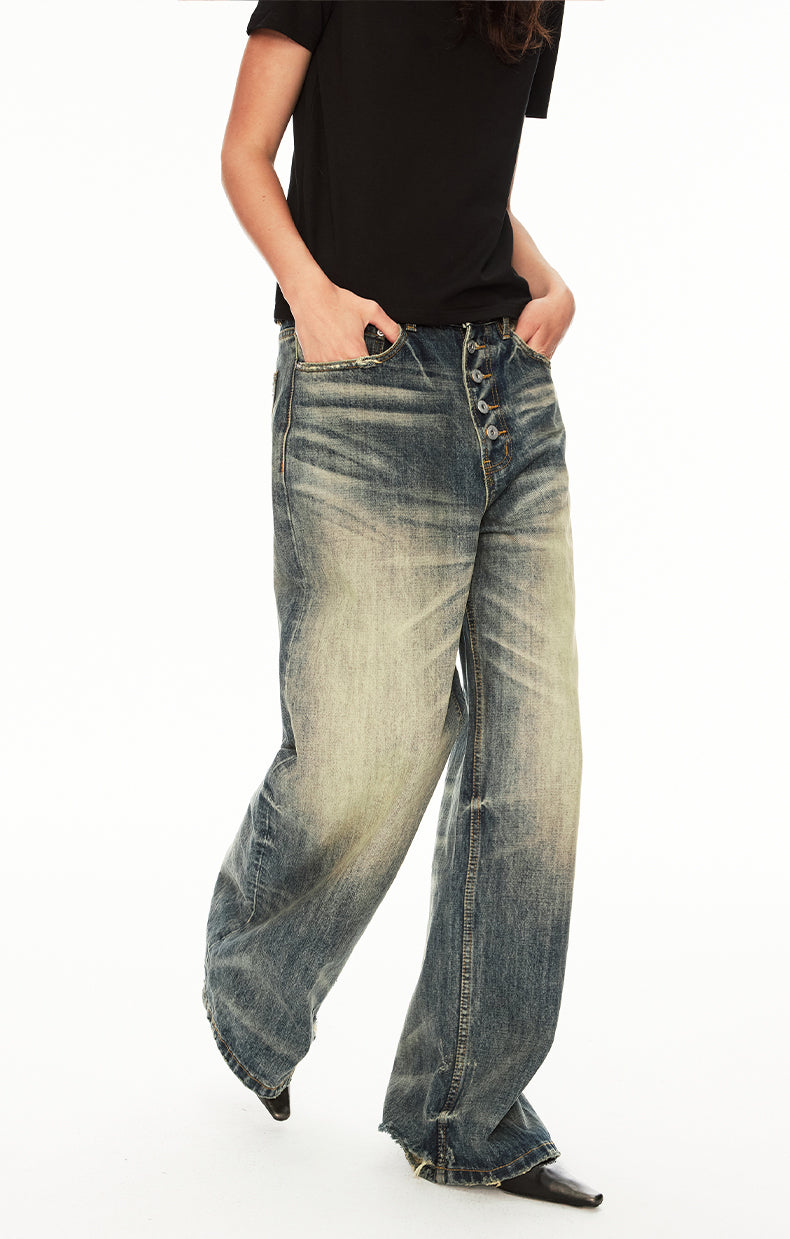 MADWIT DISTRESSED WIDE JEANS #GD006