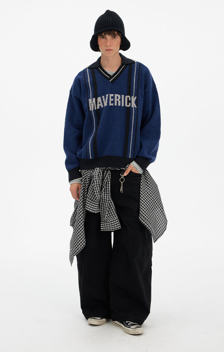 MADWITCH STRIPE VEE SWEATER #MY519