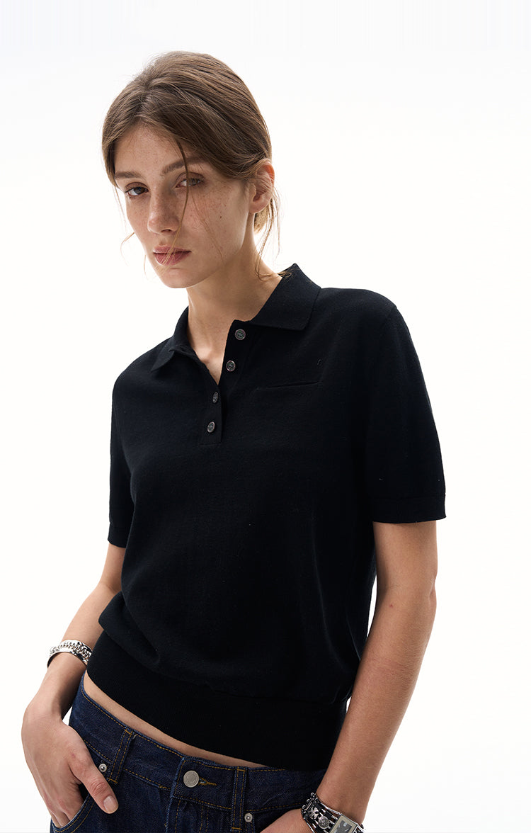 MADWITCH POLO COLLAR KNIT T-SHIRT #L99710