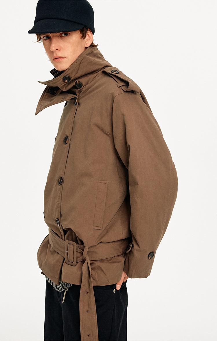 MADWITCH DOUBLE BREASTED STAND COLLAR COAT #BM434