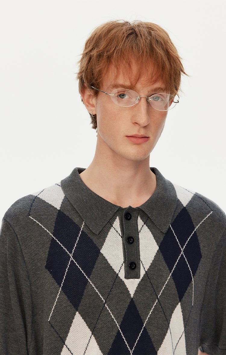 MADWITCH PREPPY DIAMOND KNIT POLO 26806 - MadWitch Store