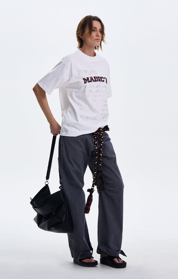 MADWITCH ORIGINAL LETTER PRINT T-SHIRT #MD4116