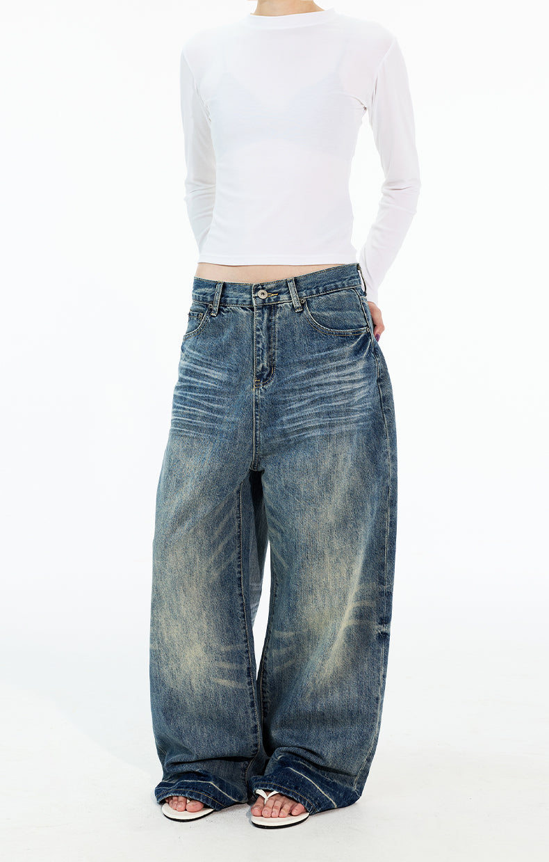 MADWITCH WHISKER WASH WIDE JEANS #6105