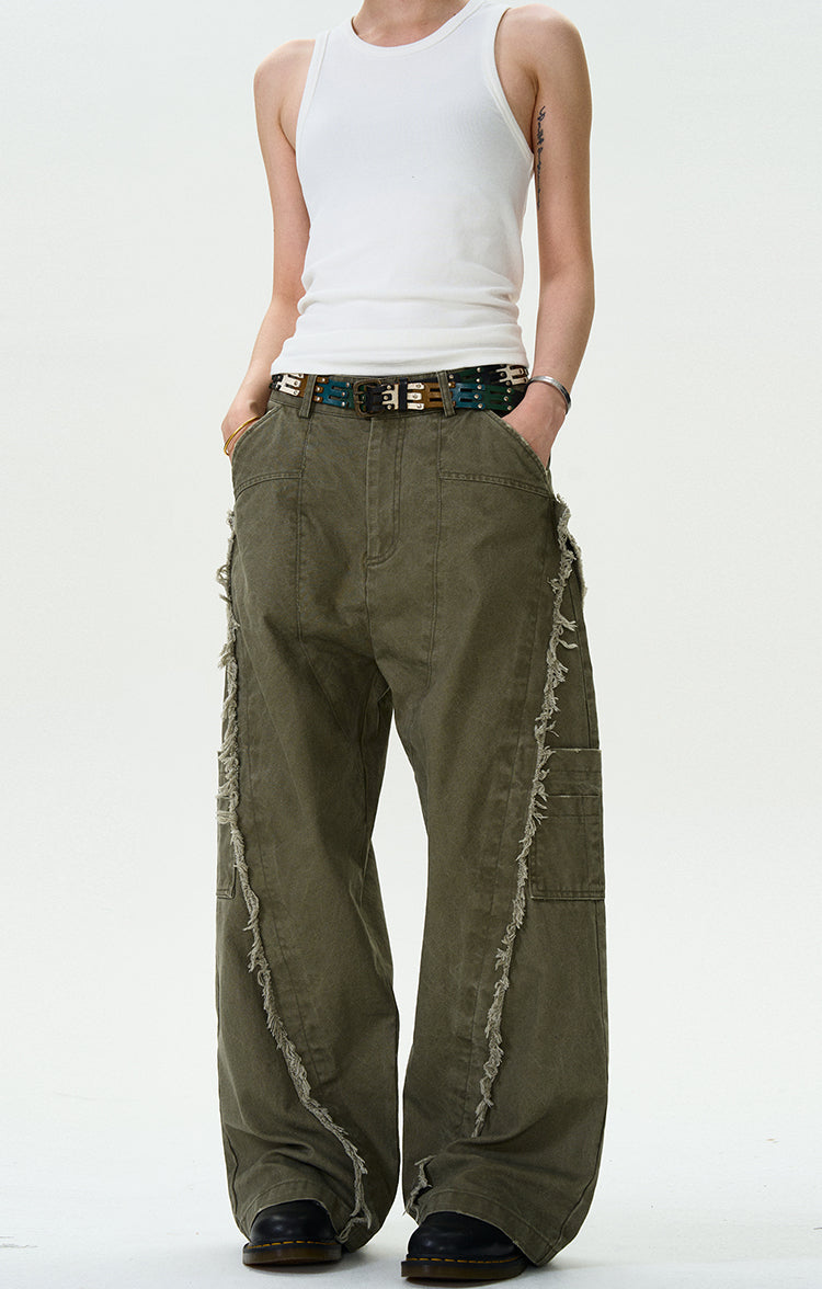 MADWITCH TASSELED CUT-OFF WORK PANTS #CK6612