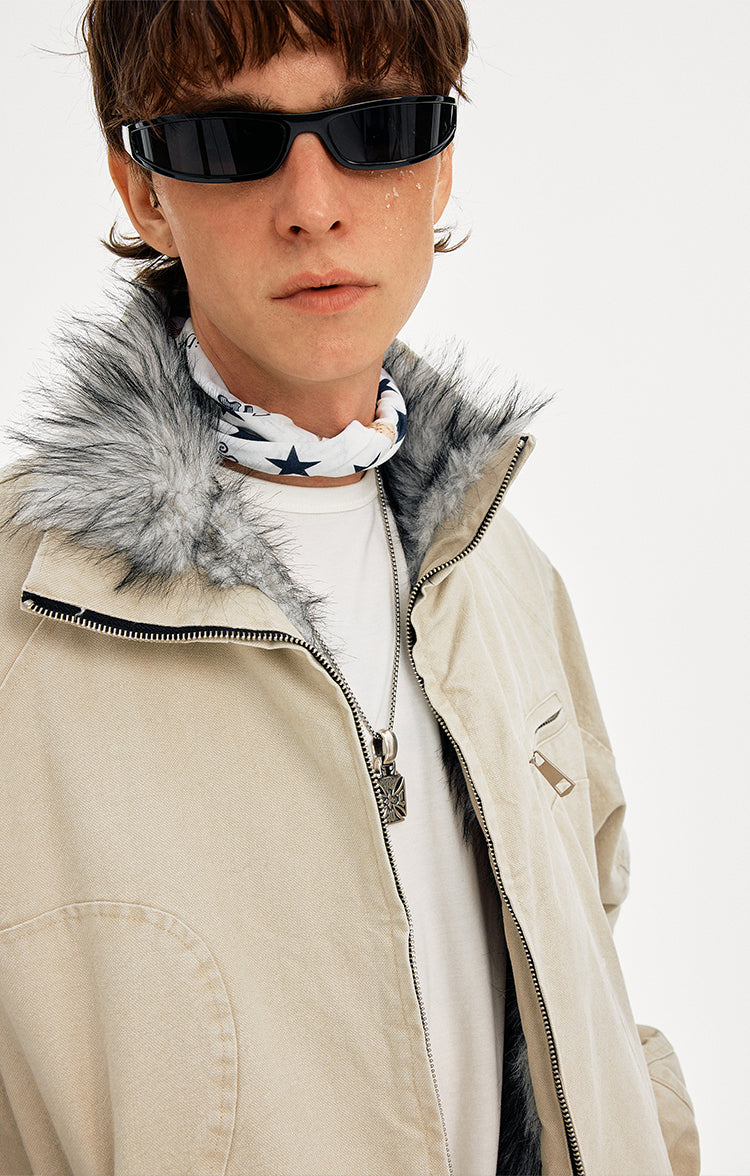 MADWITCH DECONSTRUCTED VINTAGE QUILTED FUR JACKET #AW25163