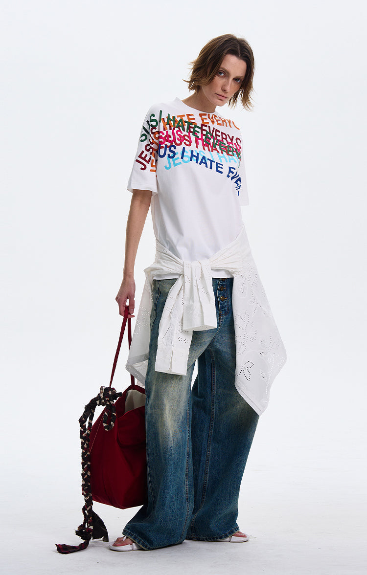 MADWITCH ORIGINAL LETTER PRINT T-SHIRT #MD4113