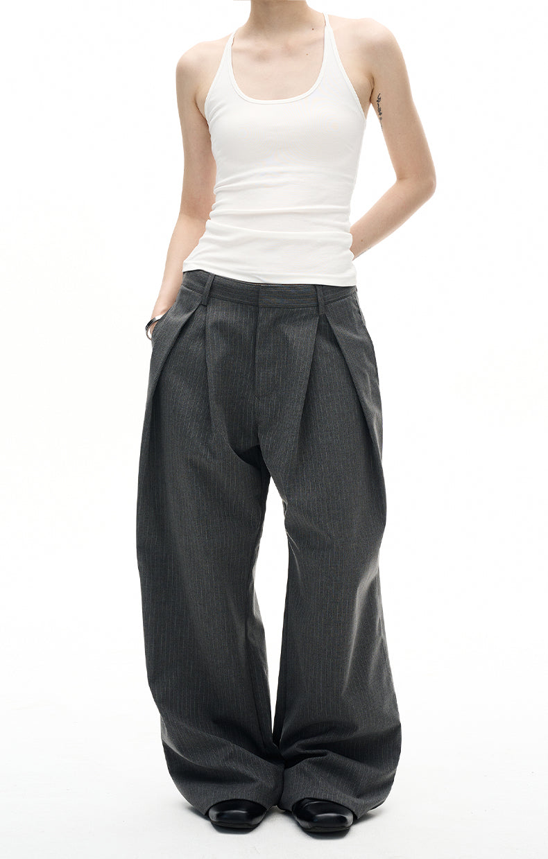 MADWITCH STRIPED WIDE LEG TROUSERS #C923