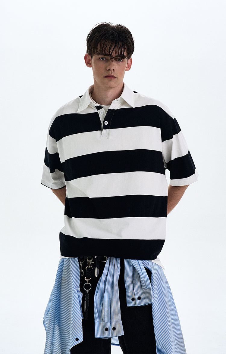 MADWITCH STRIPED LOOSE-FIT T-SHIRT #MD4178