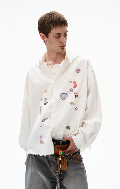 MADWITCH RAW-EDGE LONG SLEEVE SHIRT #BR92