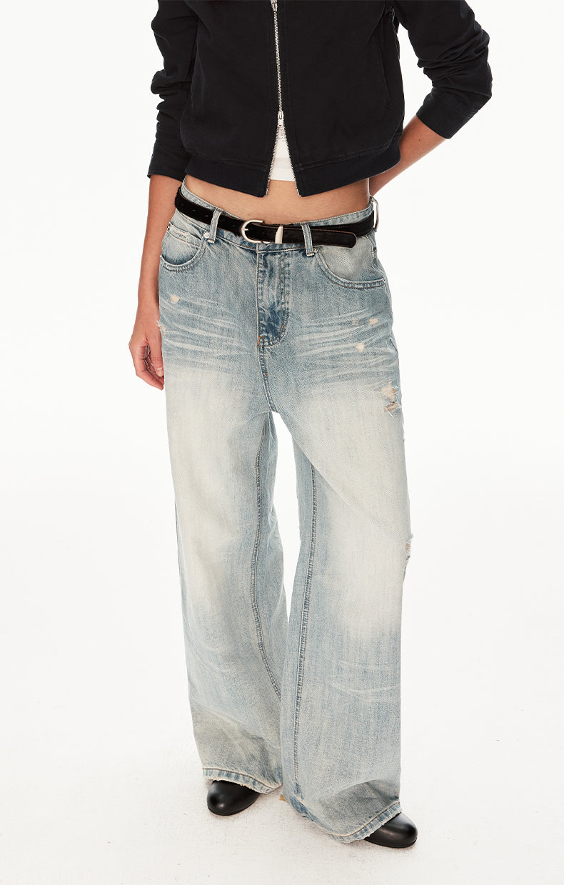 MADWIT DISTRESSED FADED JEANS #WH0A125
