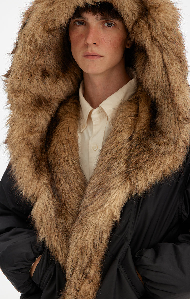 MADWITCH FAUX FUR COLLAR PUFFER JACKET #BM334