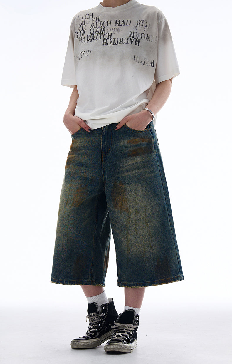 MADWITCH VINTAGE WIDE-LEG CROP JEANS #NZ7319