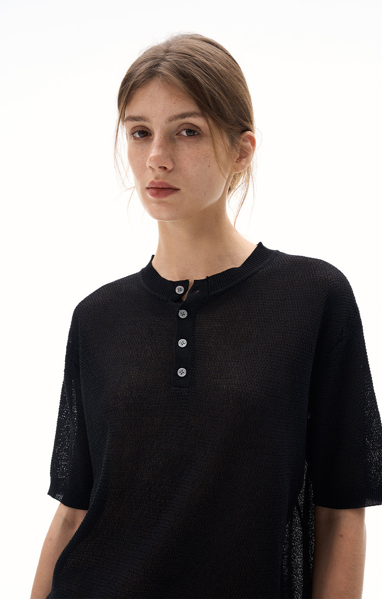 MADWITCH LACE KNIT SHORT SLEEVE TOP #M367