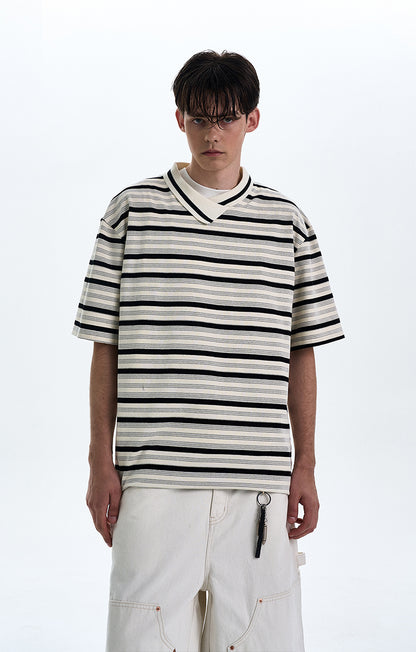 MADWITCH CONTRAST STRIPED T-SHIRT #G1525