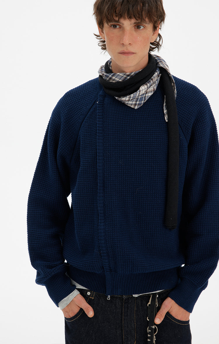 MADWITCH RETRO PATCHWORK CREW SWEATER #YH25011