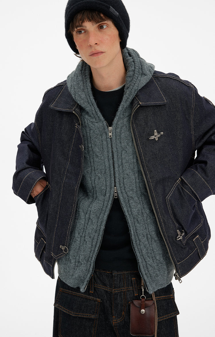 MADWITCH DECONSTRUCTED FLIGHT DENIM JACKET #DY3002