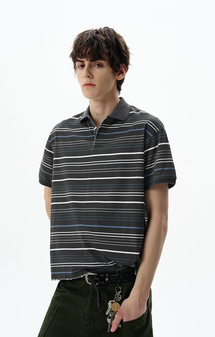 MADWITCH STRIPED POLO SHIRT #0244